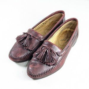 SANTONI Italian leather tassel loafers mens size 8 - 8.5, driving slip-on shoes